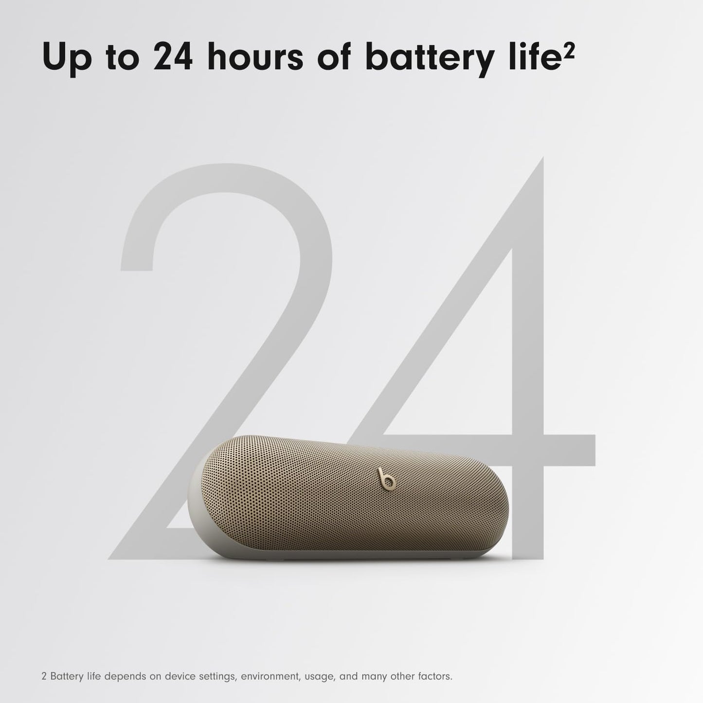 Beats Pill Bluetooth Speaker in elegant design with up to 24 hours of battery life for portable audio enjoyment