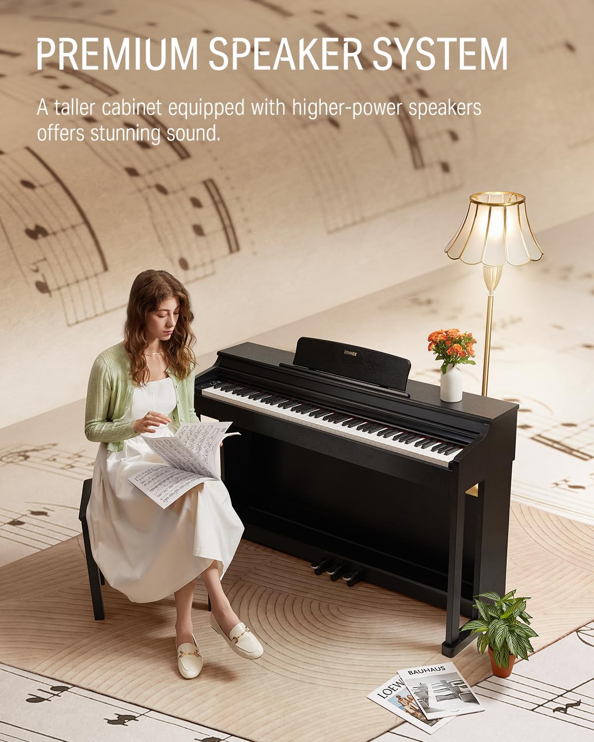 Fixtur Services 88-key weighted action keyboard with premium speaker system for stunning sound quality