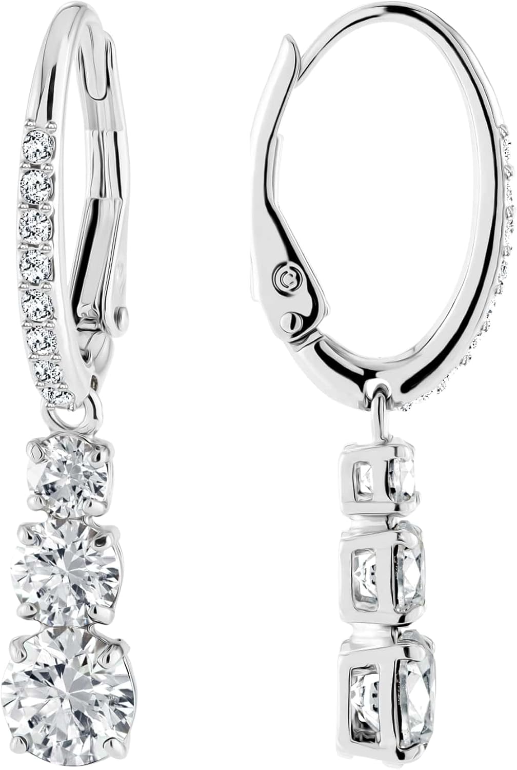 Elegant Swarovski Stilla jewelry earrings in silver with dangling crystal accents