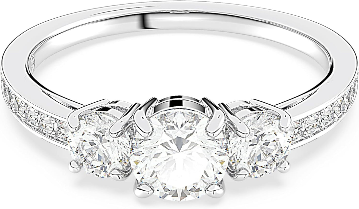Swarovski Stilla jewelry elegant earrings with three sparkling round crystals and a polished silver finish