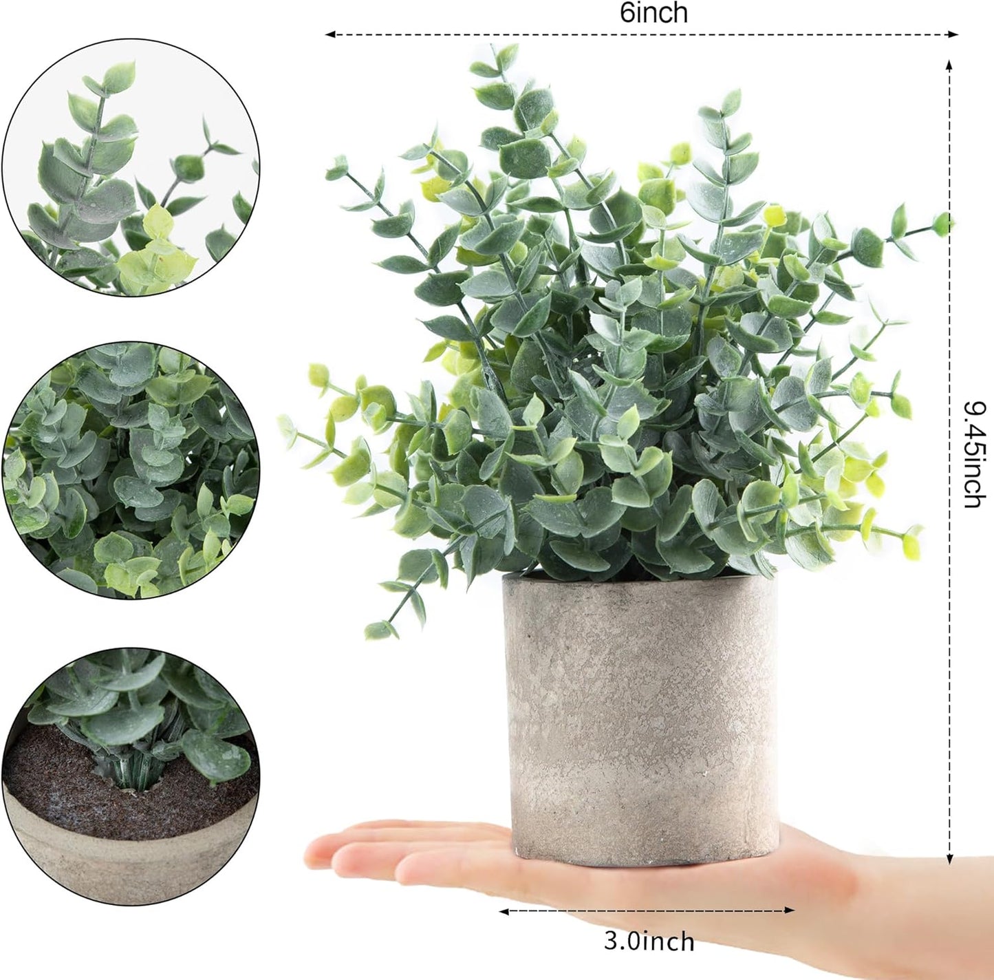 Fixtur Services artificial eucalyptus plants in a gray pot, showcasing realistic greenery and compact size