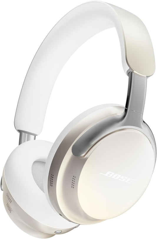 Bose wireless headphones in sleek white design for premium sound and comfort
