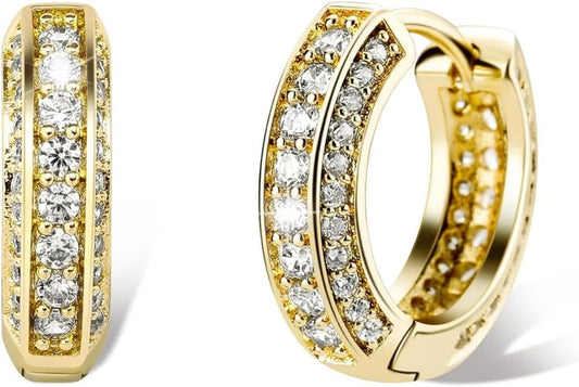 Elegant gold cubic zirconia hoop earrings featuring sparkling stones for a stunning look