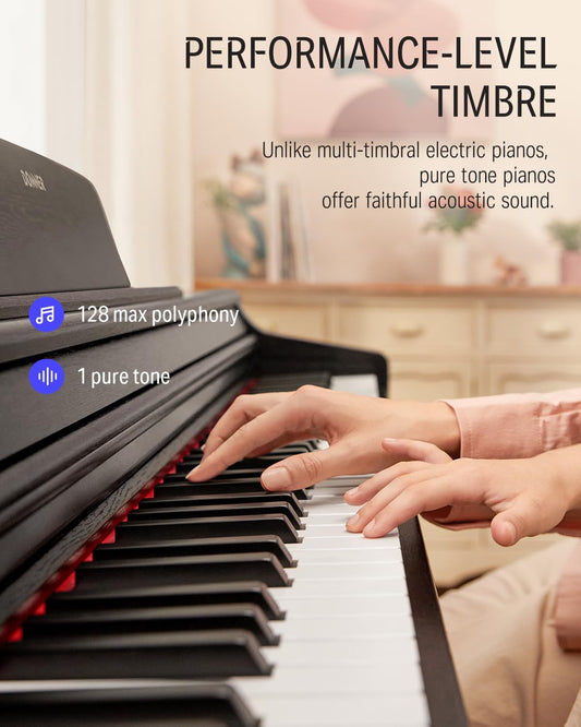 Fixtur Services Digital Piano featuring an 88-key weighted action keyboard for authentic performance-level sound.