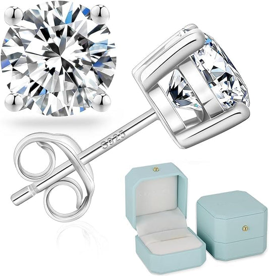 Elegant 0.6-3 CT moissanite jewelry earrings in sterling silver with a sparkling round cut stone