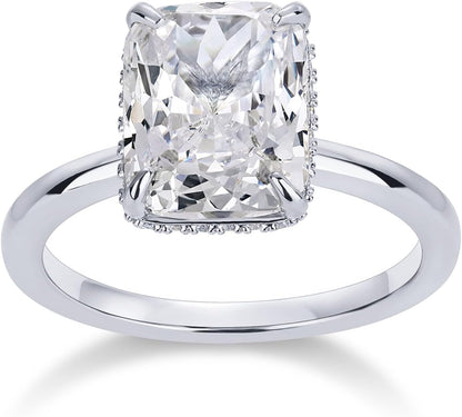 14K gold plated engagement ring featuring a large cushion-cut center stone with a sleek band