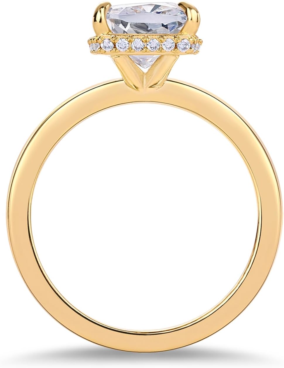 14K gold plated engagement ring featuring a large center stone and sparkling accent diamonds