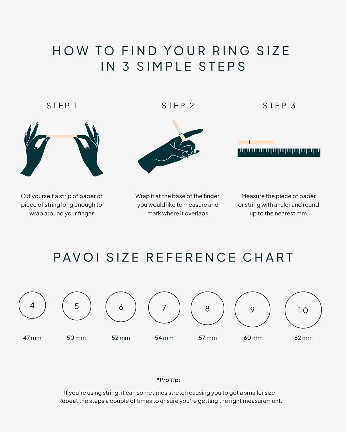 Guide on finding your ring size with 14K gold plated engagement ring reference chart and measuring steps