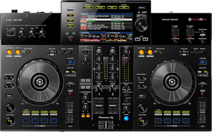Pioneer DJ XDJ-RR controller featuring dual decks, mixer, and touchscreen for professional DJs