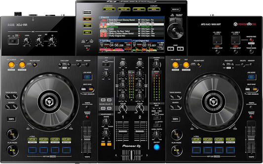 Pioneer DJ XDJ-RR controller featuring dual decks, mixer, and touchscreen for professional DJs