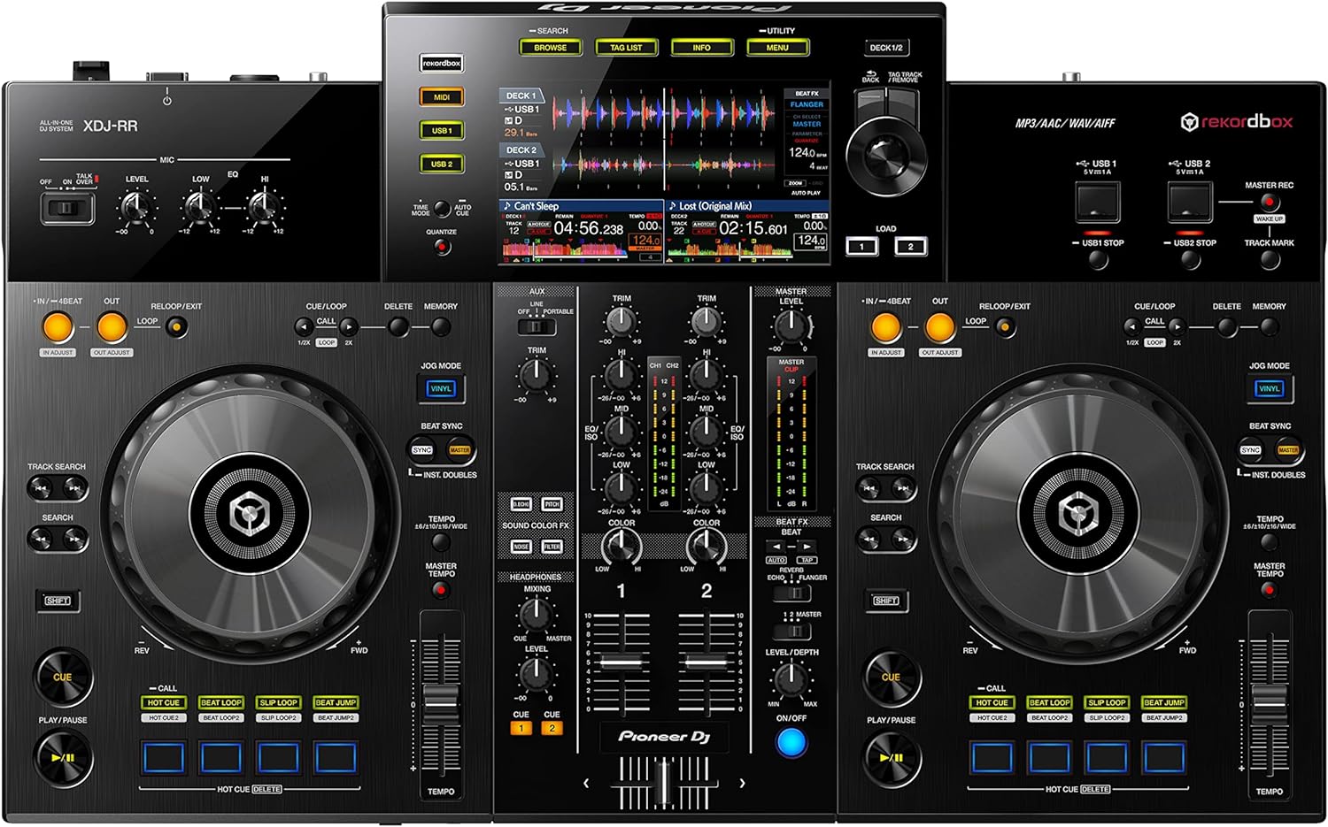 Pioneer DJ XDJ-RR controller with dual jog wheels and touchscreen for seamless mixing