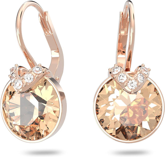Swarovski Bella earrings with rose-gold setting and sparkling round crystals for elegant style