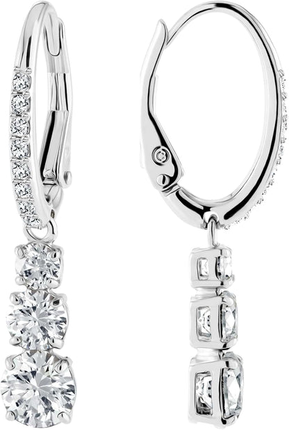 Elegant Swarovski Stilla jewelry earrings in silver with dangling crystal accents