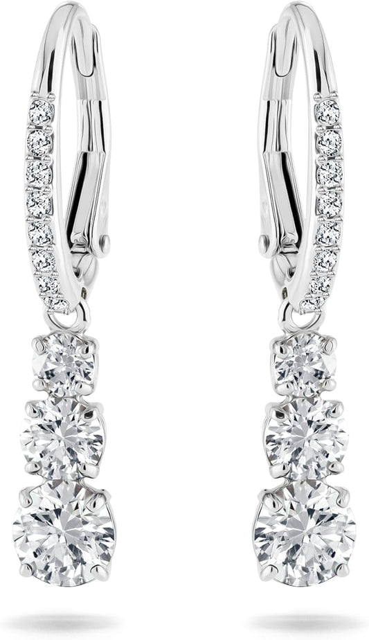Elegant Swarovski Stilla jewelry earrings with sparkling cubic zirconia in a sleek silver design